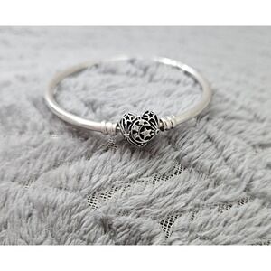 Pandora Silver Heart Filigree Bracelet with Black Accents